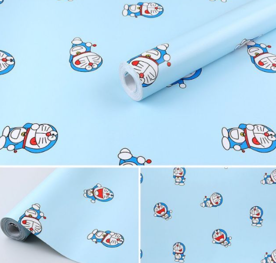 Cuộn 10M Decal Giấy Dán Tường Trang Trí Khổ 45Cm Keo Sẵn Mẫu Đô Rê Mon Xinh