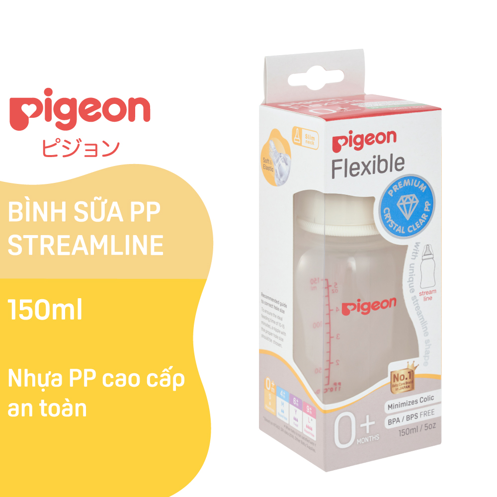 Bình sữa cổ hẹp PP Streamline 150ml Pigeon (S)