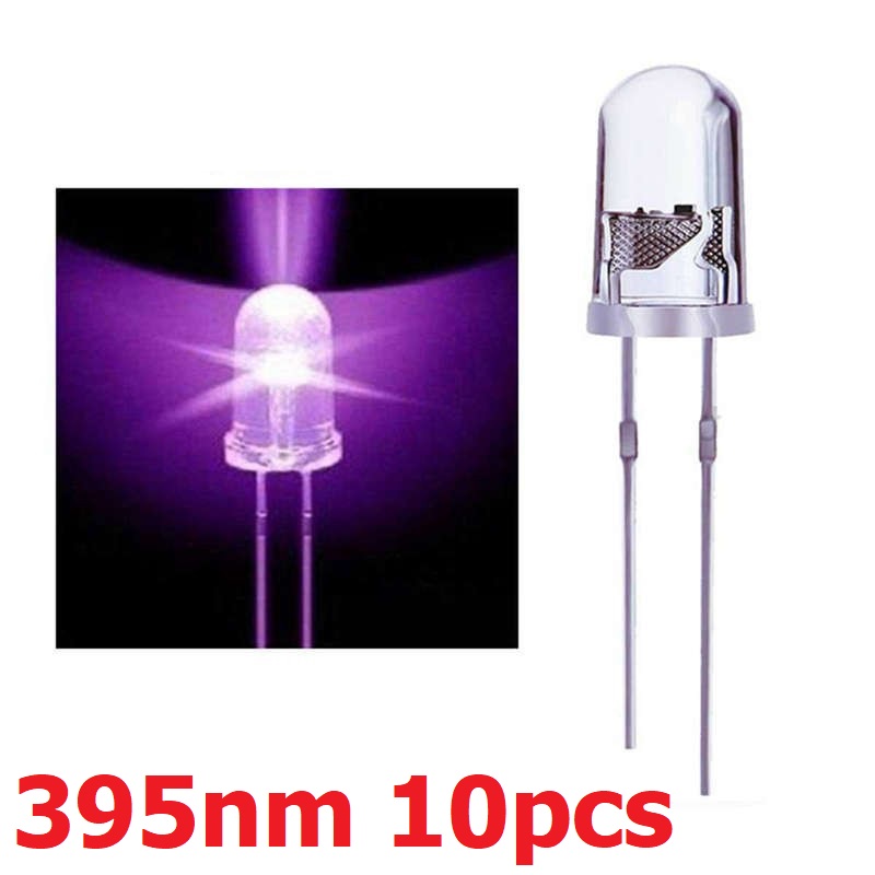 Bóng đèn led uv cực tím 5mm 390-395nm sấy keo, bắt muỗi, diệt khuẩn