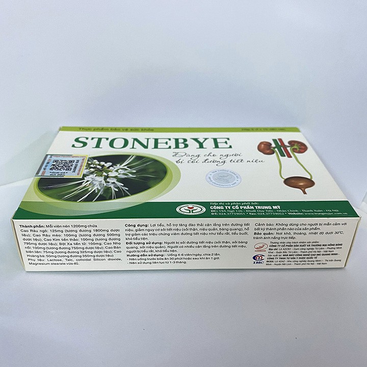 Stonebye - Hỗ trợ giảm sỏi thận, sỏi tiết niệu (Hộp 30 viên)