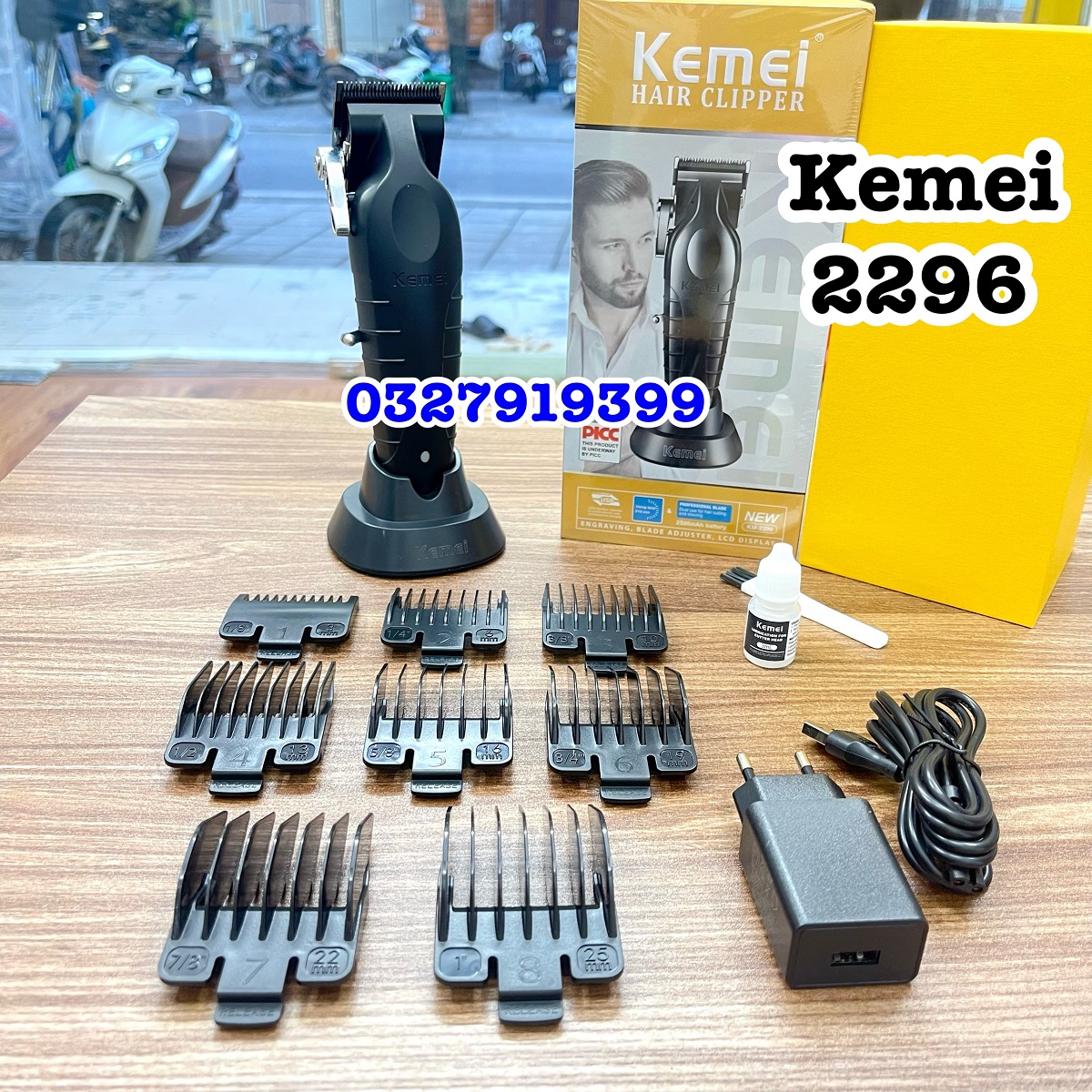 Kemei High Quality Hair Trimmer 2296 2500Mah Li-Ion Battery 10W Capacity Sharp Carbon Steel Blade Usage Time 350 Minutes