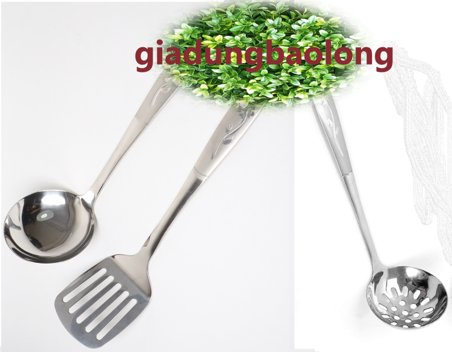 Bộ vá muôi múc inox cán dài 3 món cao cấp - bộ 3 vá inox sáng bóng