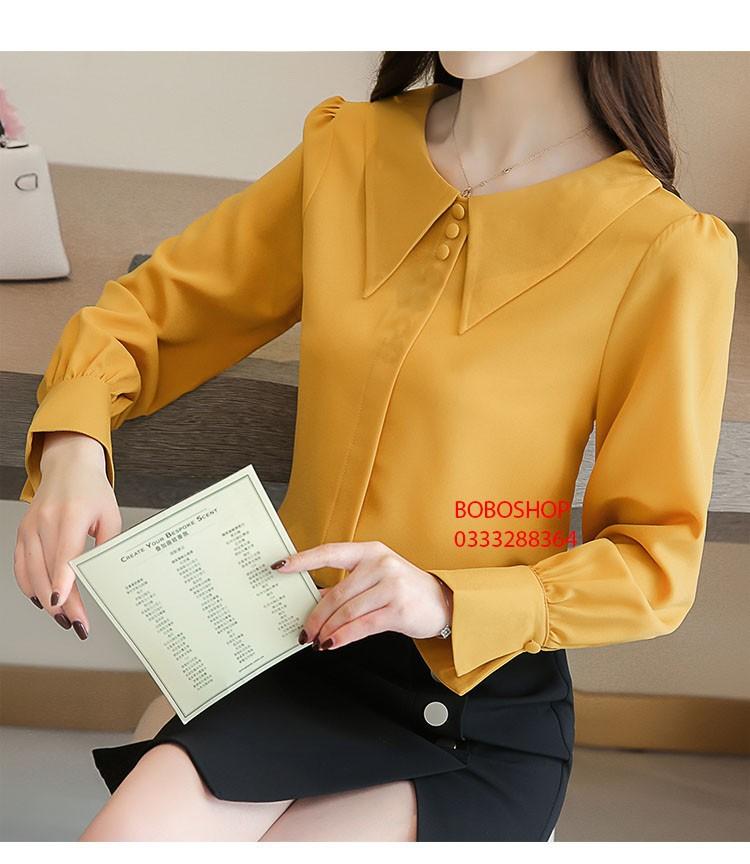 [HCM]Áo Sơ Mi Cổ Sen 3 Nút