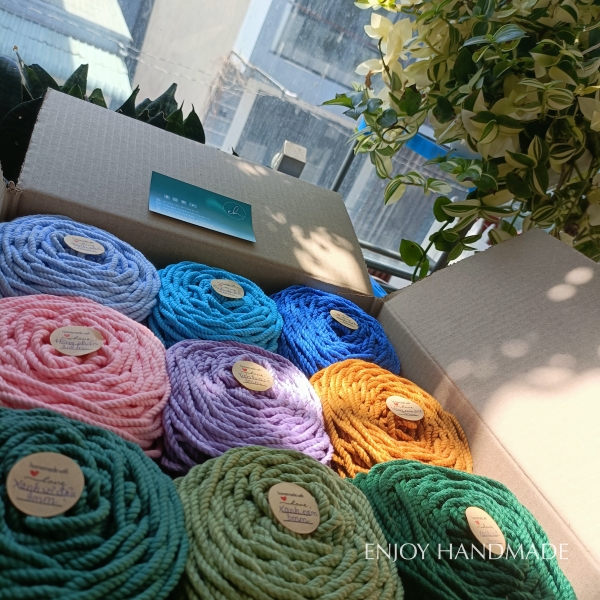 200 gram Dây thừng macrame cotton 3 xoắn, 3mm / 5mm