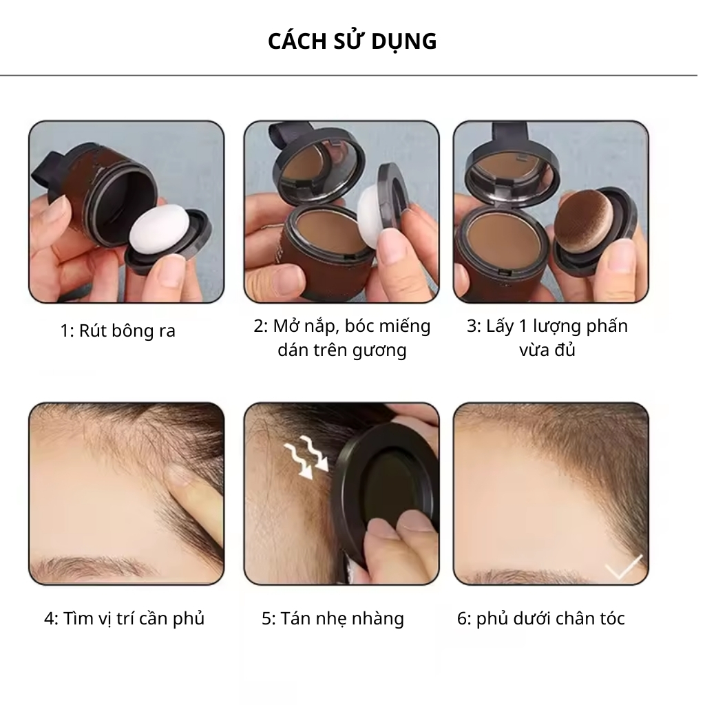 Phấn phủ tóc, chấm hói và che khuyết điểm tóc Veroni, phấn phủ hói, che hói và tóc bạc