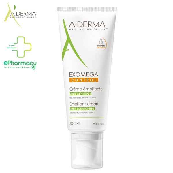 A-DERMA Kem Dưỡng Aderma Exomega Control Emollient Cream cho da khô, rất khô, viêm da cơ địa 200ML nhập khẩu