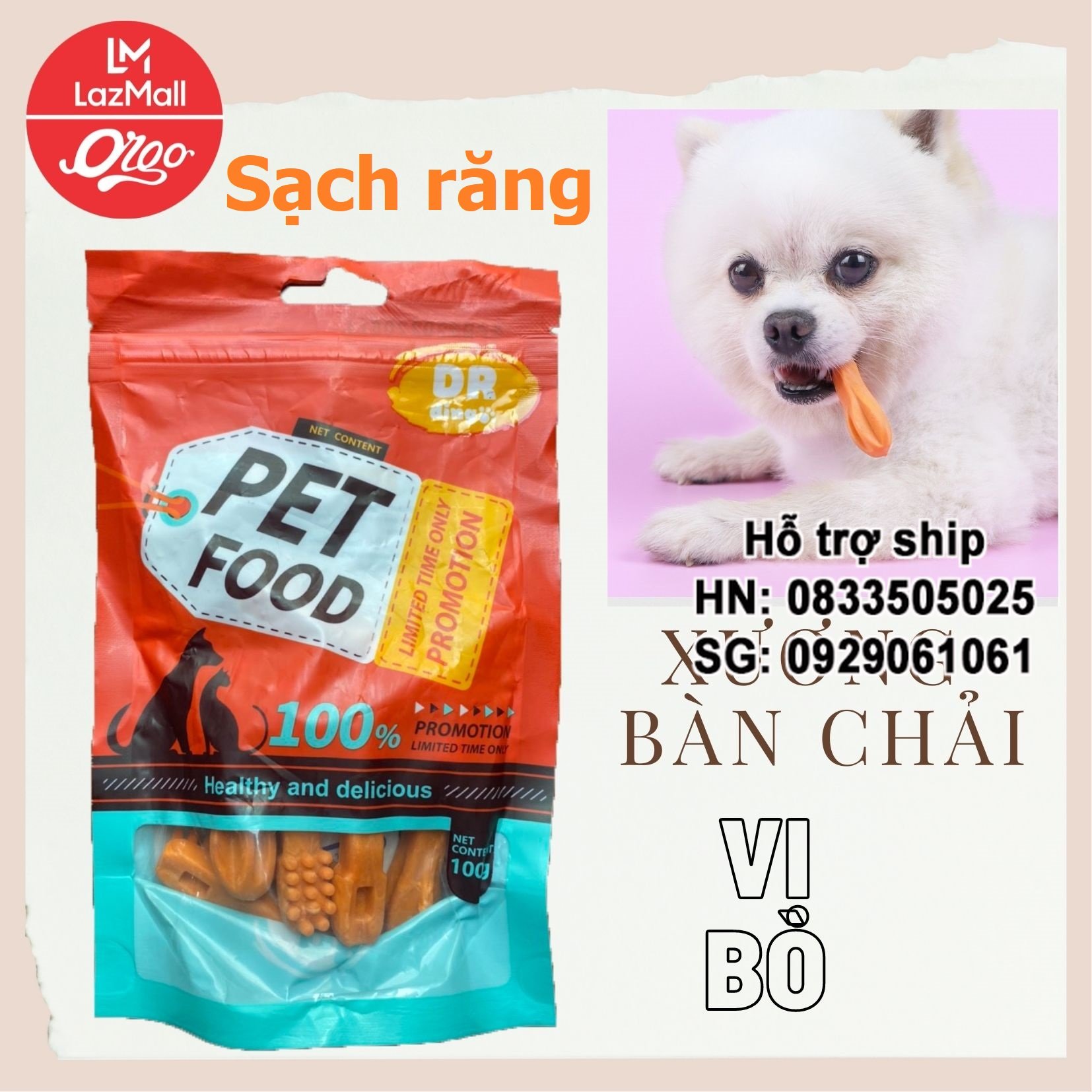 Hanpet - Xương bàn chải orgo Thế hệ mới Xương cho chó gặm Trắng răng thơm miệng ngừa sâu răng