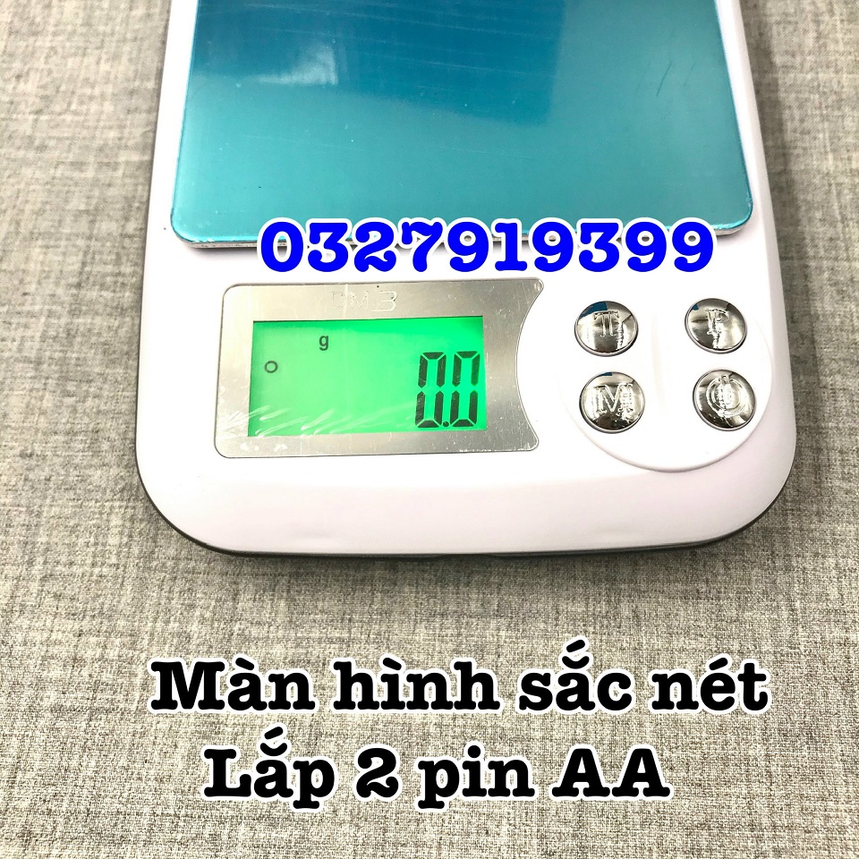 Cân tiểu li điện tử DM3 3kg x 0,1g - Độ chính xác cao, màn hình LED, dễ sử dụng, chống bụi, kích thước 17x13x4 cm