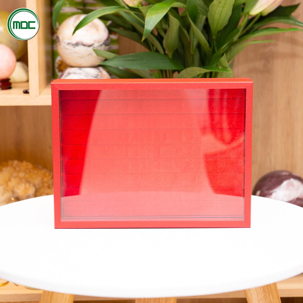hộp nhung trưng bày nhẫn màu đỏ màu đen màu trắng size 235 x 16 x 4cm (có nắp kính) size nhỏ