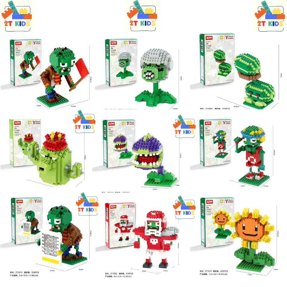 Đồ chơi lắp ráp hoa quả và zombies, game plants vs zombies