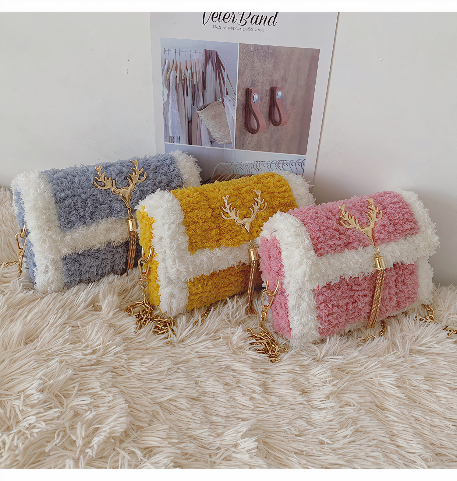 Túi Handmade Tự Đan Lông Xù - Phụ Kiện Đan Túi (Có video hướng dẫn) PS203