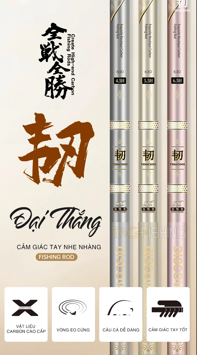 Cần Tay Gama FX Đại Thắng 4.5h 5.5h 6.5h ( tặng ngọn 1 + đốt 2 , bảo hành 1 năm )