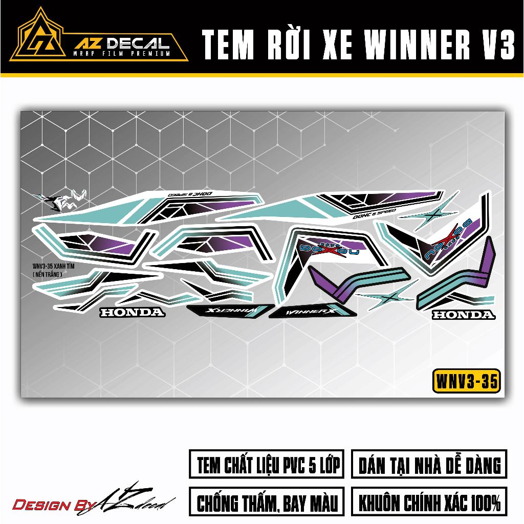 Tem rời winner v3 | wnv3-35 | team decal dán xe máy win x v3 xám đen đỏ chống nước chống xước