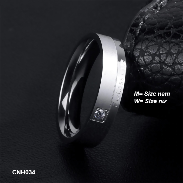 Freeship Nhẫn cặp đôi đính hạt Endless Love CNH034