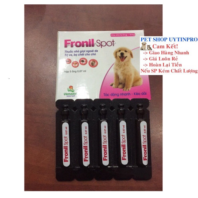 1 HỘP ỐNG NHỎ GÁY FRONIL SPOT DIỆT VE RẬN BỌ CHÉT CHO CHÓ Xuất xứ Việt Nam