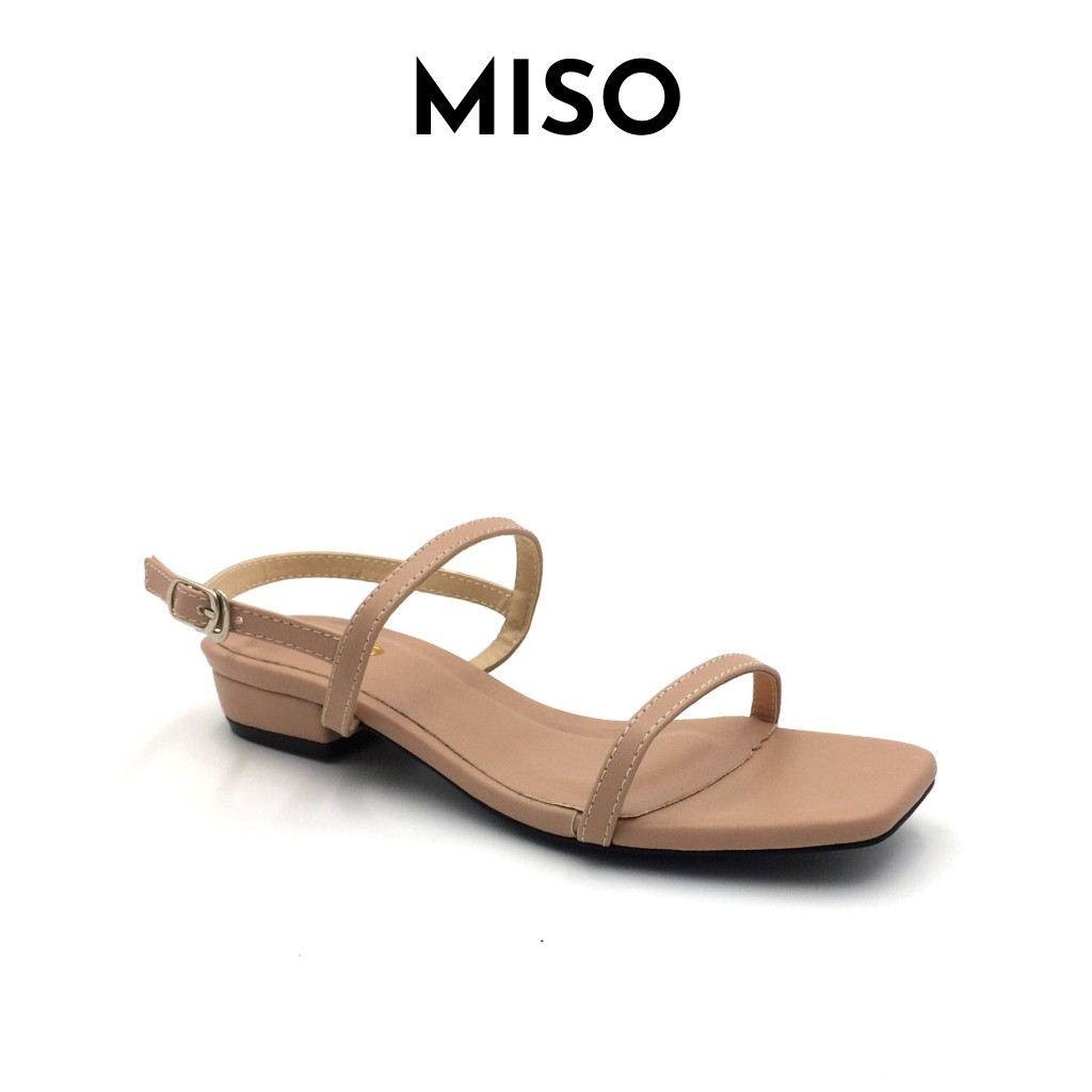 Giày sandal nữ basic mũi vuông trendy quai ngang mảnh gót 2cm nhẹ nhàng nữ tính MISO M008