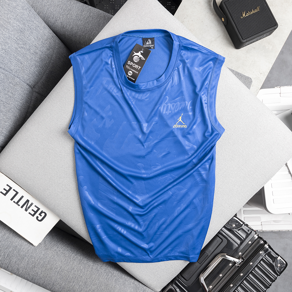 Áo ba lỗ nam, áo tanktop thể thao trơn vải mát lạnh dập vân