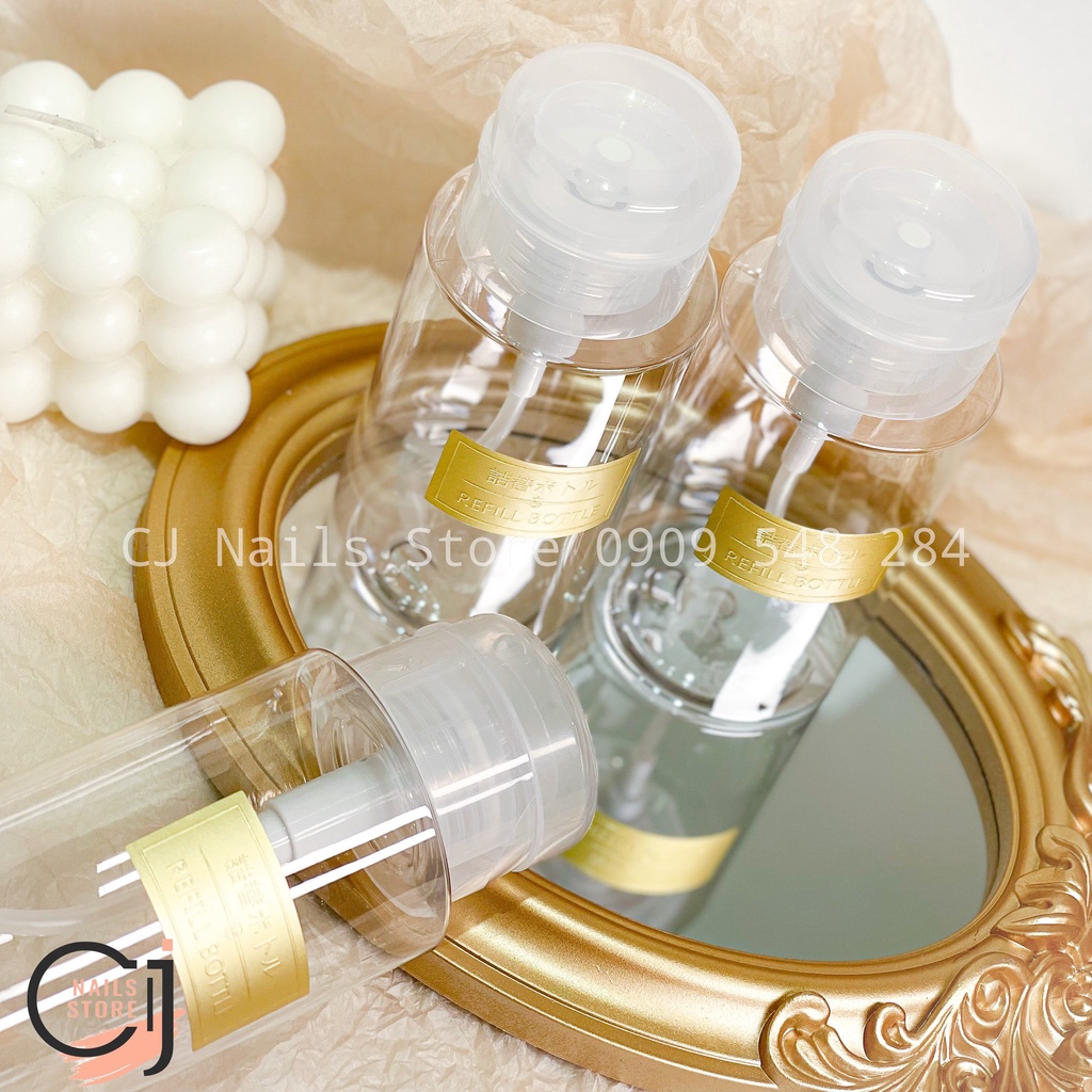 {CJ Nails Store} Bình nhấn đựng dung dịch cồn/acetone cao cấp