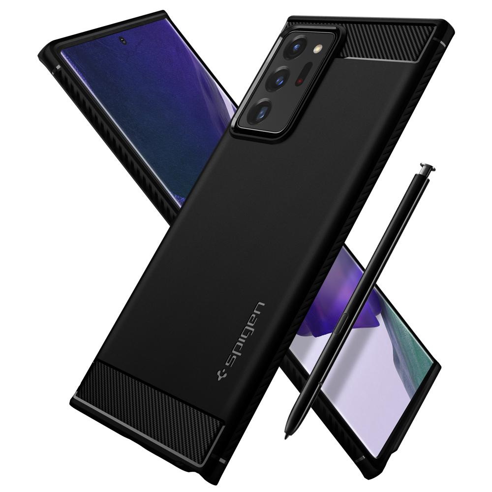 Ốp lưng hàng hiệu Spigen Rugged Armor màu đen cho Galaxy Note 20 Ultra | Galaxy Note 20