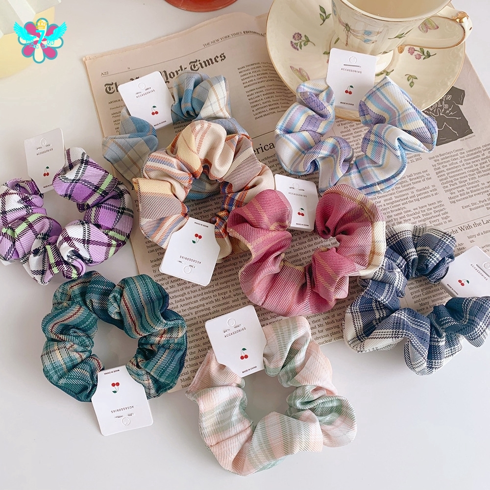 Fabric Plaid Hair Ties Large Intestine Ring Female Hair Accessories YIDA