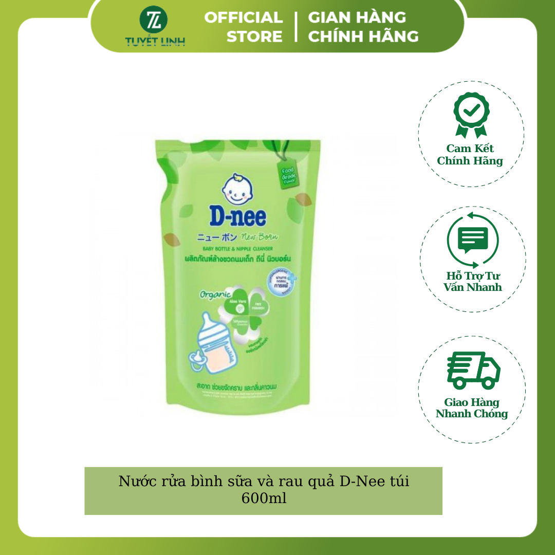 Nước rửa bình sữa và rau quả D-Nee túi 600ml