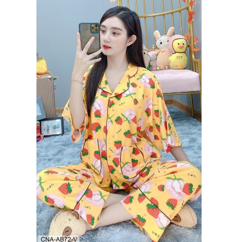[HCM]ĐỒ BỘ LỤA ÁO CÁNH DƠI QUẦN DÀI VẢI CỰC MỊN CỰC MÁT AB72