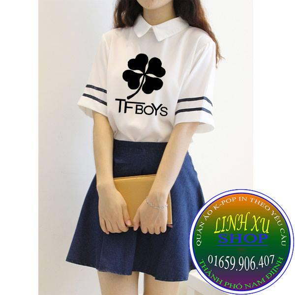 áo TFBOYS cổ bẻ in theo yêu cầu