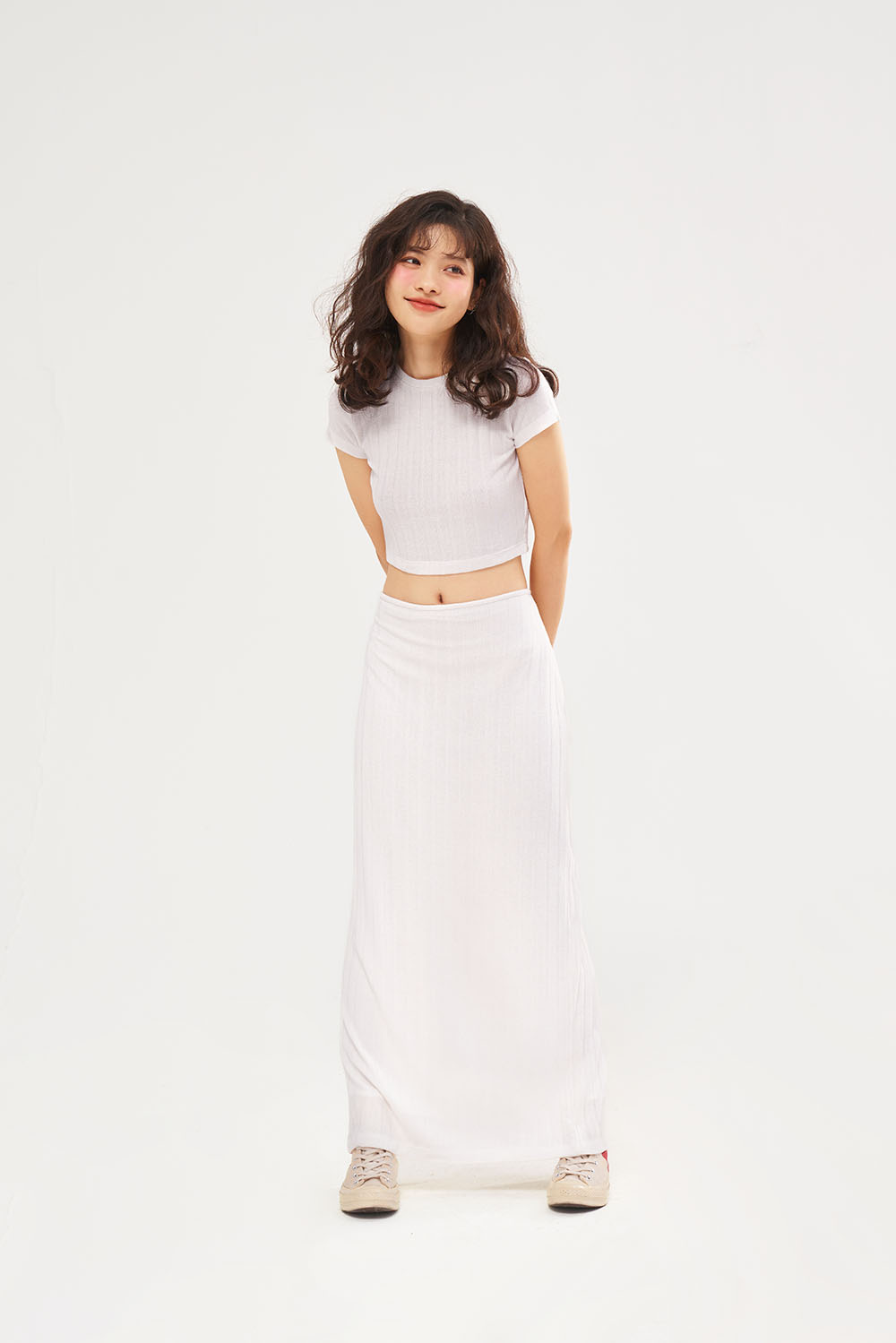 DOTTIE - Váy midi vải thun gân S0137