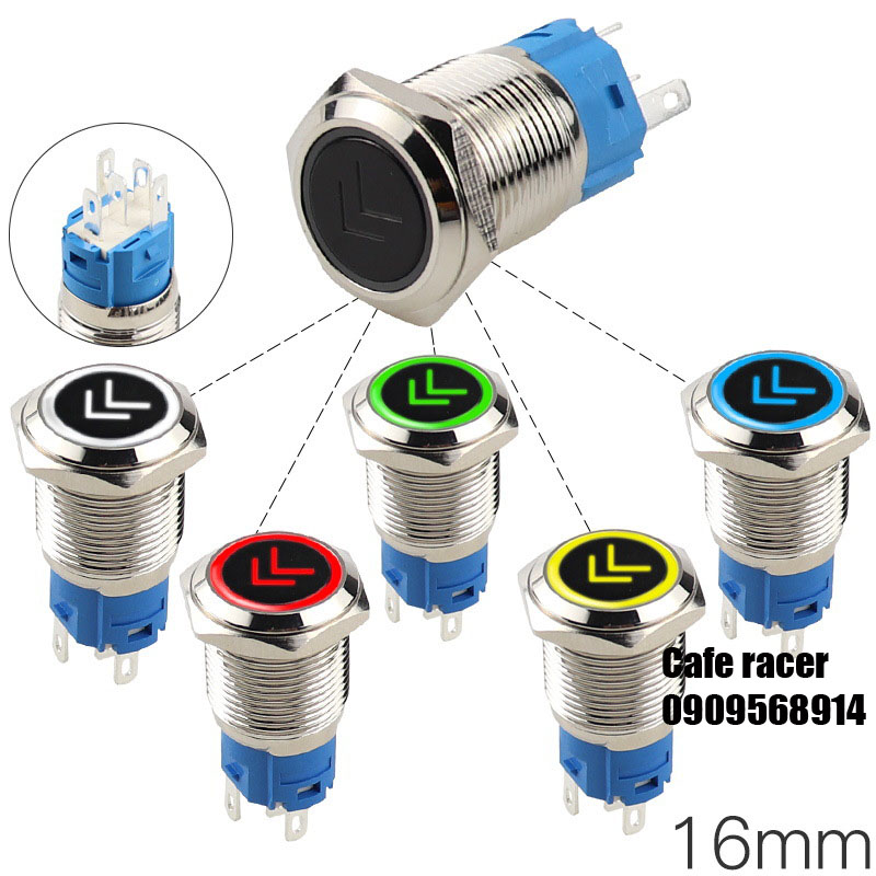 [HCM]Công tắc led inox 16mm chống nước 5 chân