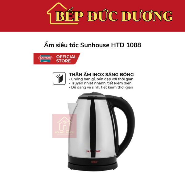 Ấm siêu tốc 1.8 Lít Sunhouse HTD1088 1500W- Bếp Đức Dương