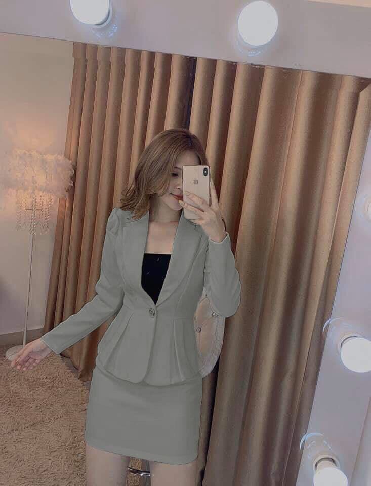 [HCM]Set vest 3 món chân váy+áo vest+áo thun