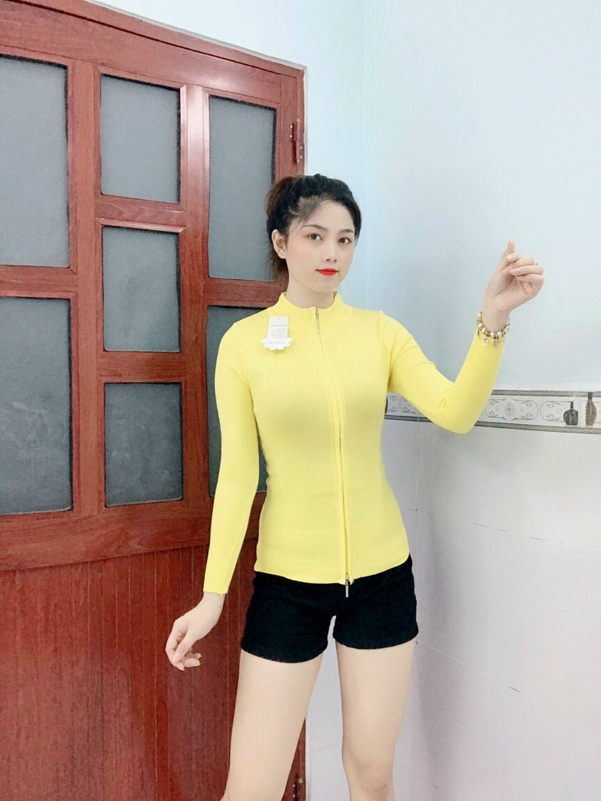 Áo Khoác Cardigan Len Nữ Dây Kéo Đôi