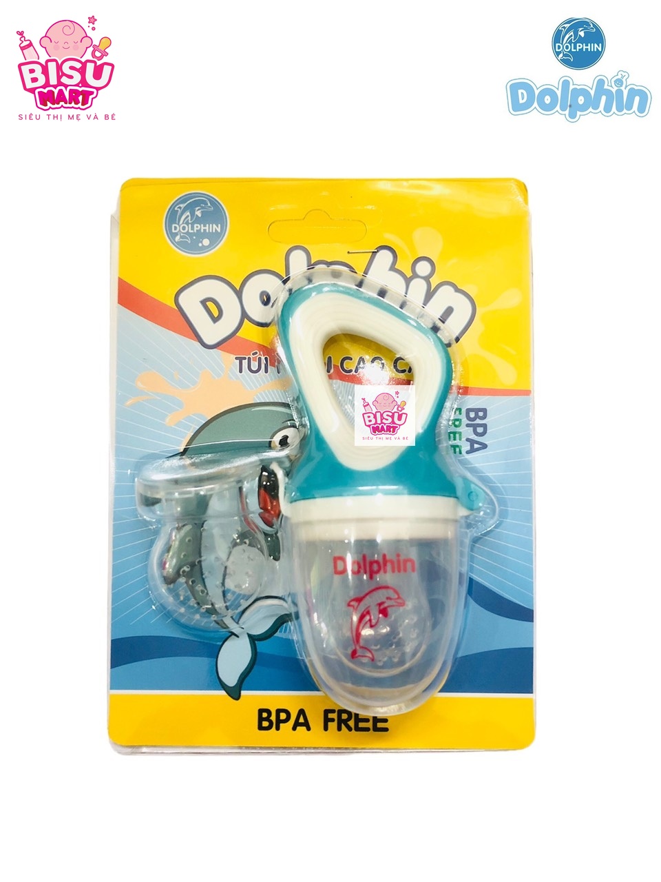 Túi nhai trái cây Silicone cao cấp Dolphin dành cho bé (tặng thêm 1 núm)
