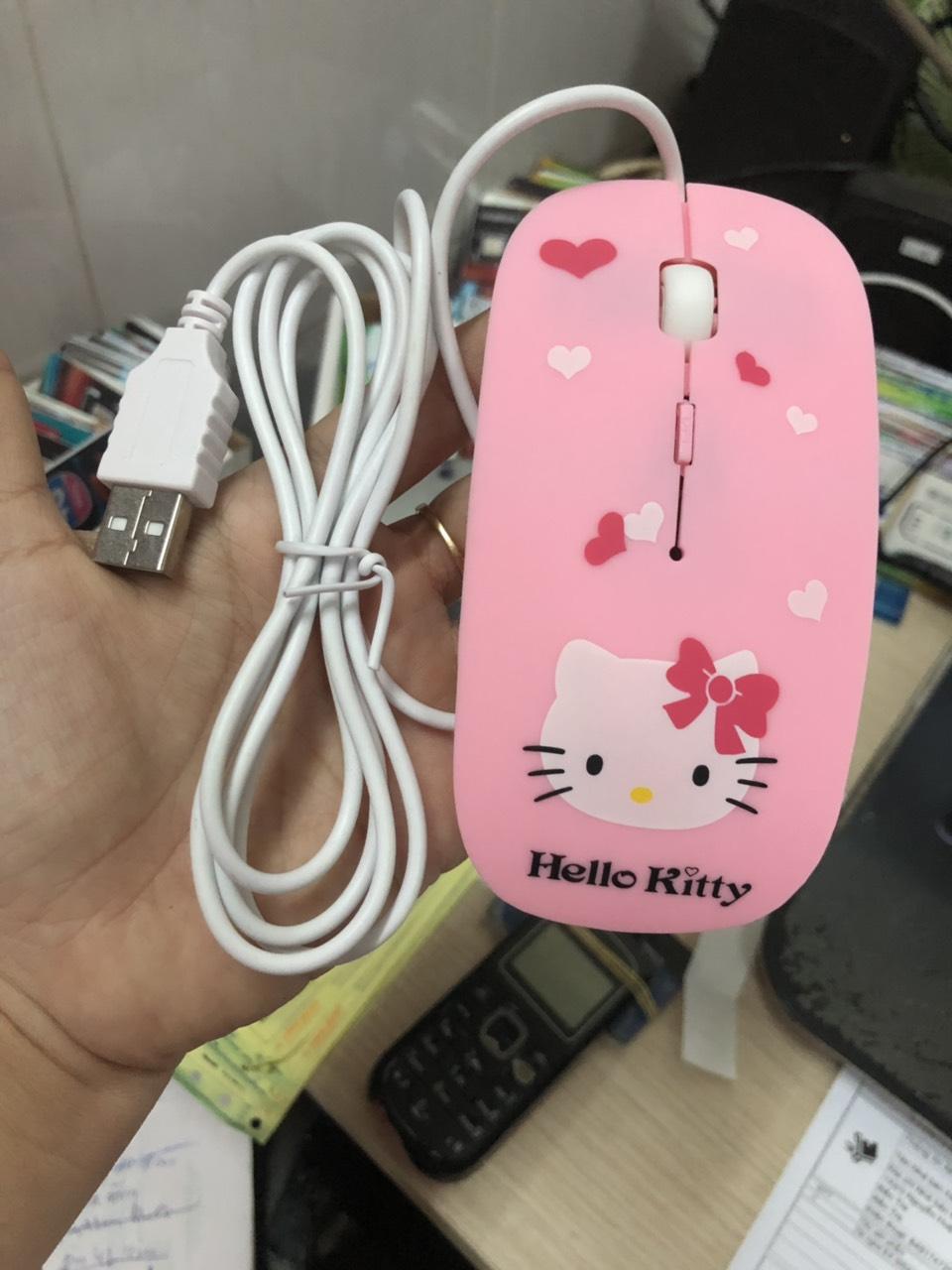 Bộ chuột có dây và miếng lót kitty, mẫu trái tim