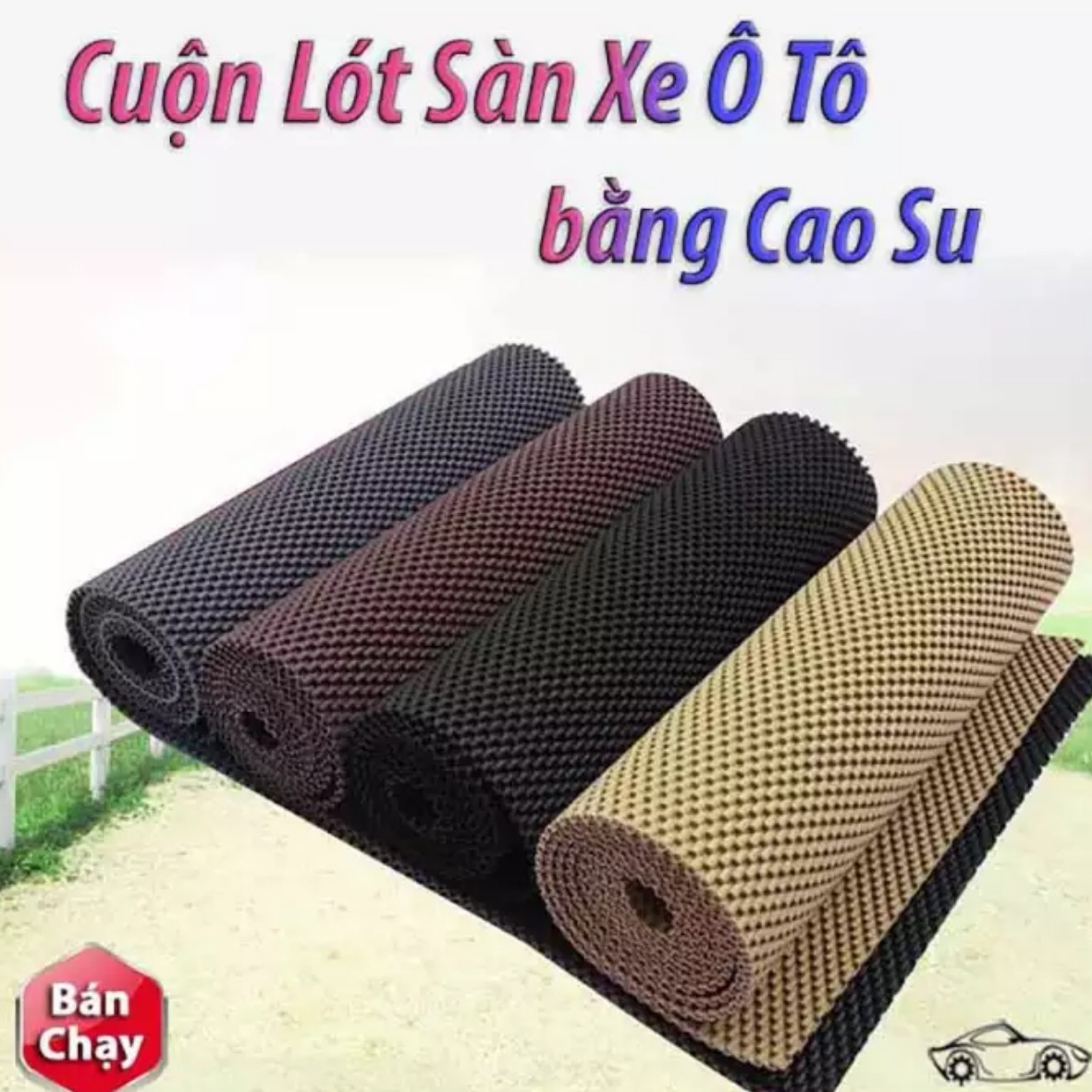 Thảm Lót Sàn Ô Tô Bằng Cao Su - Kích Thước 60cmx150cm - Lót Cốp Ô Tô - Lót Khoang Hành Lý - Lót Sàn Xe - Cao Su Tự Nhiên, Không Mùi, Không Thấm Nước
