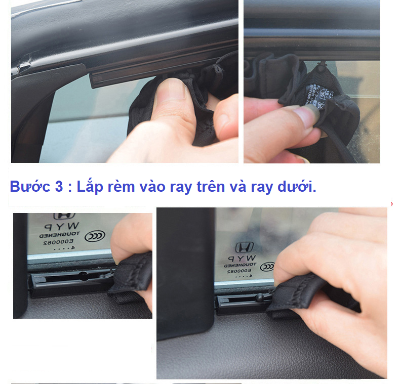 [HCM]Rèm Cửa Che Nắng Xe Ô Tô Màu ĐEN (size  70S - 70L)