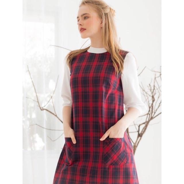 [HCM]Đầm caro đỏ phối trắng (kèm hình thật) - Đầm nữ dự tiệc dạo phố dễ thương