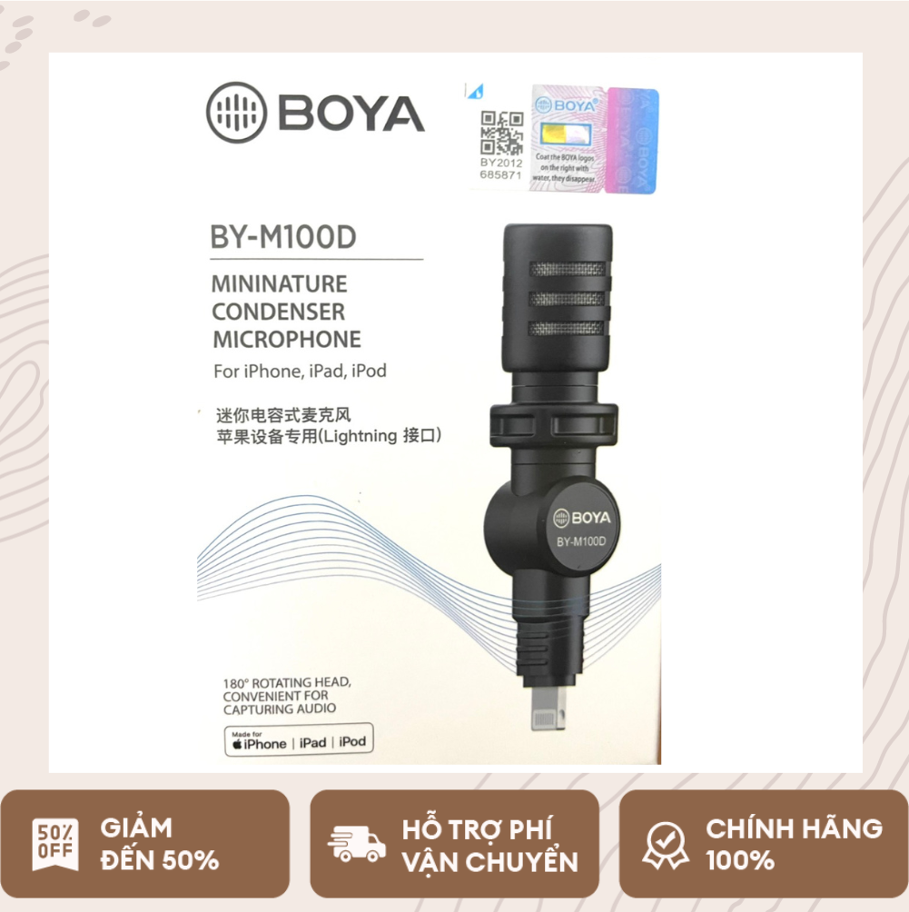 Microboya by-m100d cổng lightning đạt chuẩn mfi thu âm cho các thiết bị ios