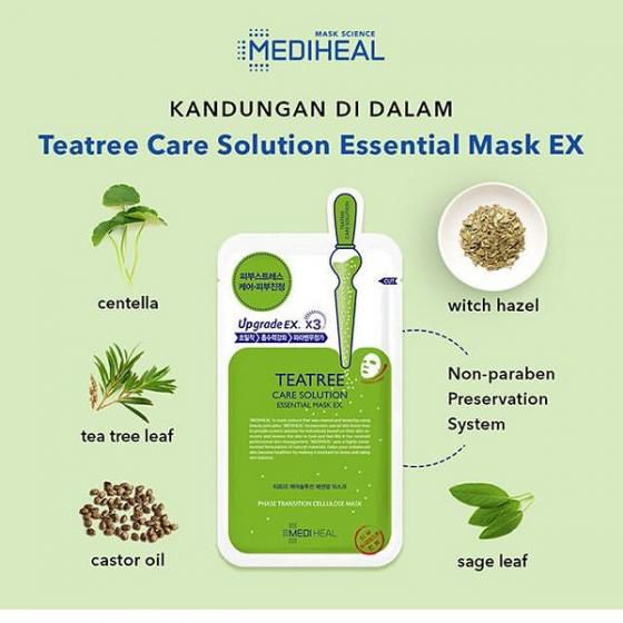 Mặt nạ Mediheal Tea Tree Care Solution Essential Mask Ex combo 5 cái