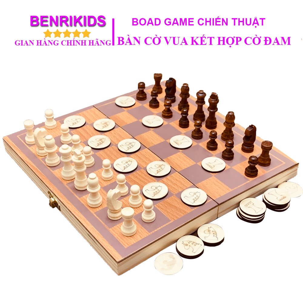 Đồ Chơi Trẻ Em Loại Mới Nhất Năm 2021, Bộ Cờ Vua Kết Hợp Cờ Đam Chess And Checkers Bằng Gỗ Có Bàn Kiêm Hộp Đựng Tiện Lợi, Đồ Chơi Trí Tuệ
