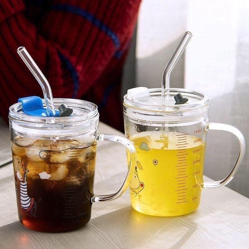 Cốc thủy tinh pha sữa/ uống nước có vạch chia ml