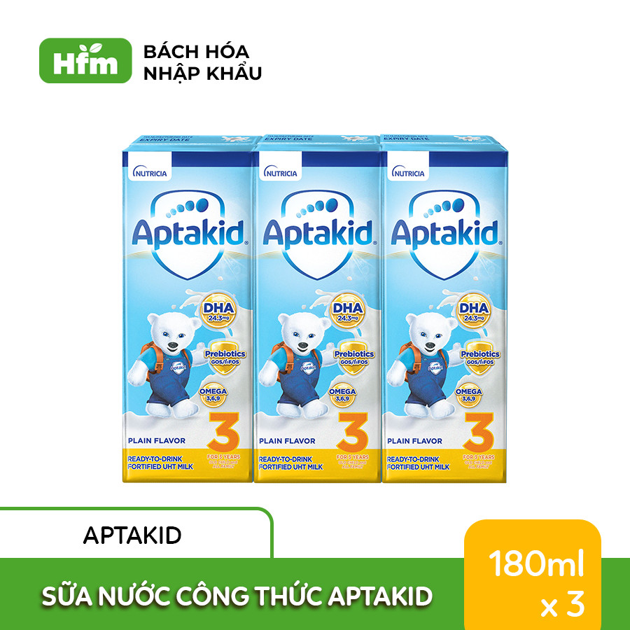 [DATE T12.2023 - T1.2024 MUA 2 THÙNG TẶNG 1 THÙNG] Sữa Nước CôngThức Aptakid 180ml/hộp ( Tổng 3 Thùng, 81 Hộp)