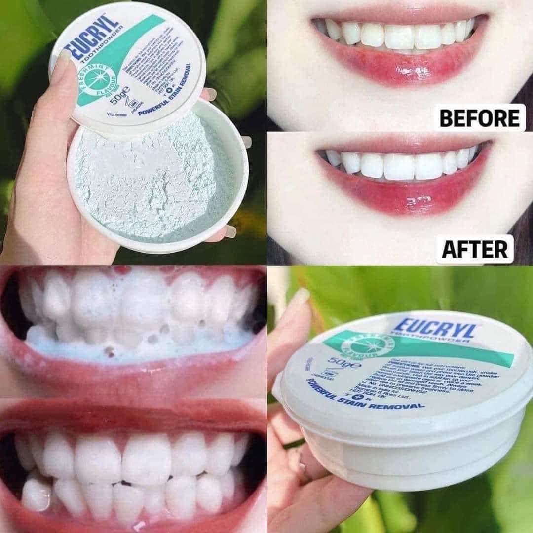Bột trắng răng Eucryl giúp răng trắng sáng