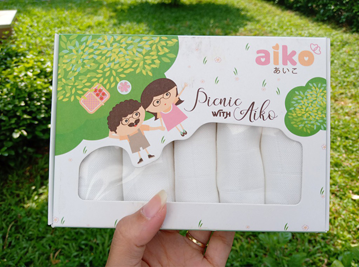 Khăn sữa sợi tre Aiko 5 chiếc/hộp (30*30cm)