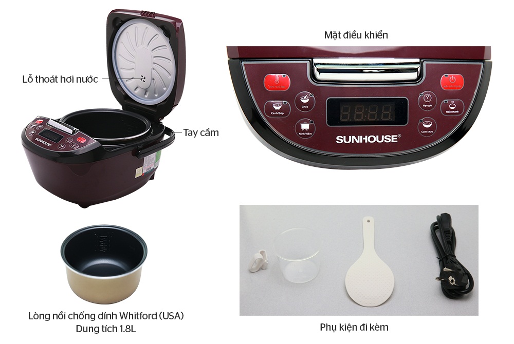 [HCM]NỒI CƠM ĐIỆN TỪ SUNHOUSE SHD8909