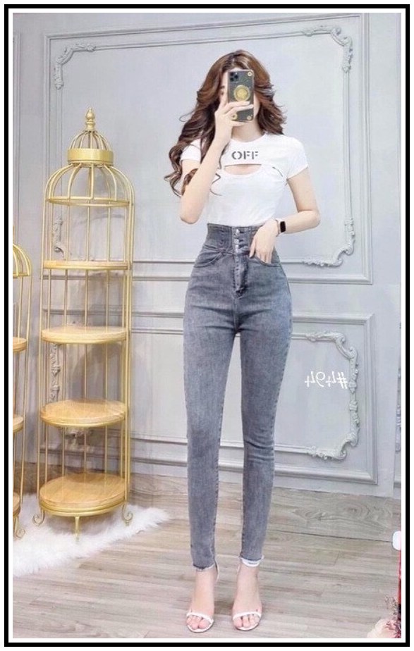 Quần Jean Nữ Lưng Cao 3 CÚC Trước siêu xinh hot top chất jean giãn tốt 03/9-151