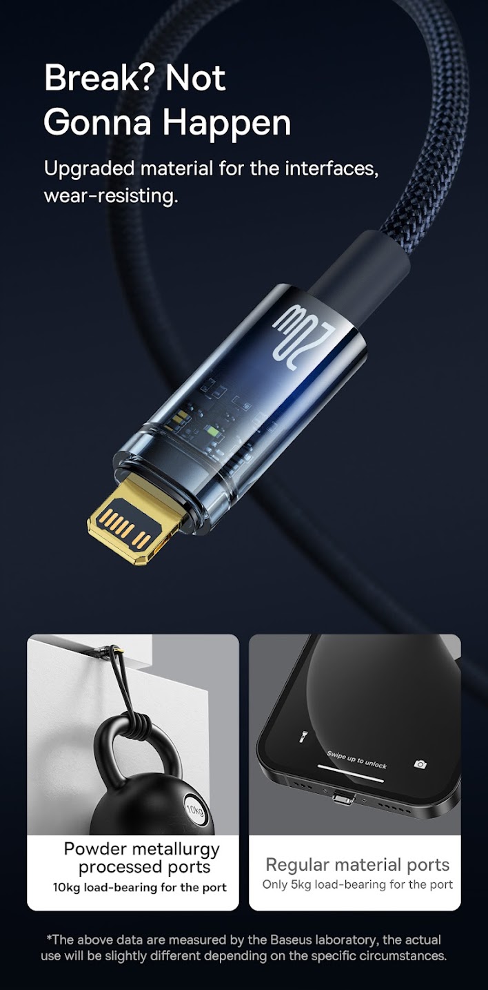 Cáp Sạc nhanh Tự Ngắt Gen2 Baseus Explorer Series cho iPhone/ iPad (Type C to Lightning Auto Power-Off, PD 20W Fast Charging Data Cable )