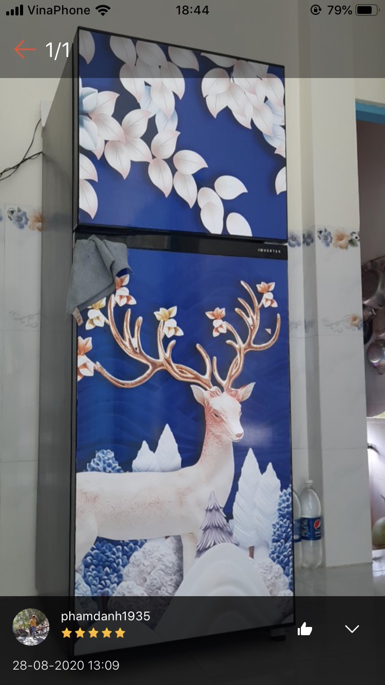 [HCM]Giấy Decal Dán Tủ Lạnh HƯƠU TÀI LỘC ( Xanh)