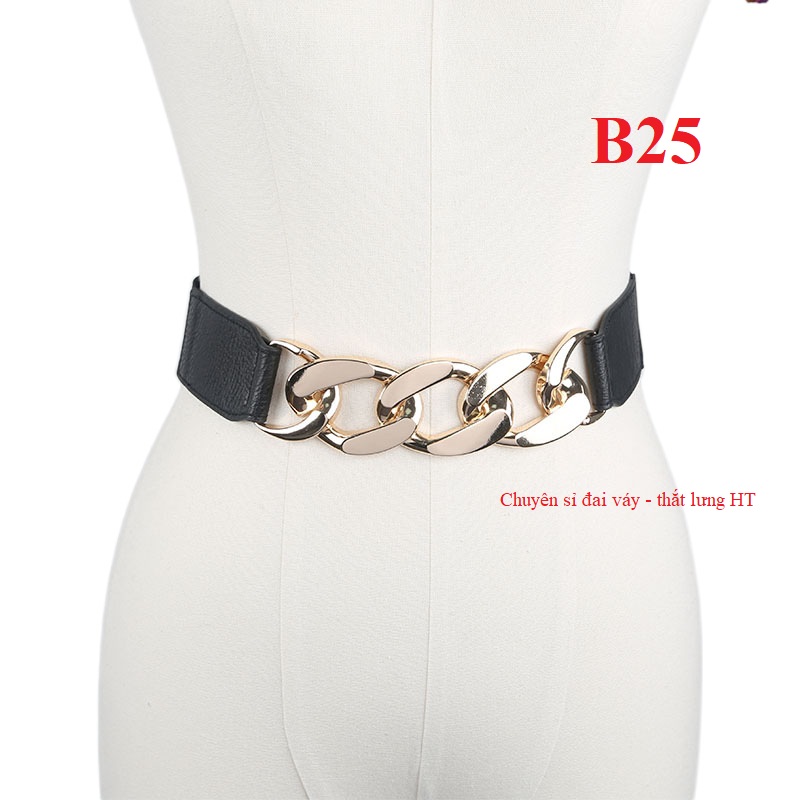 Đai váy belt da phối xích 3cm B25