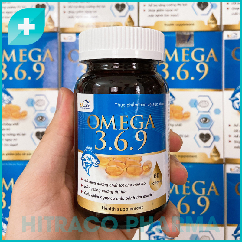 Viên dầu cá Omega 3 6 9 Hộp 60 viên - Tăng trí nhớ, Tăng cường thị lực, Khỏe mạnh tim mạch nhập khẩu